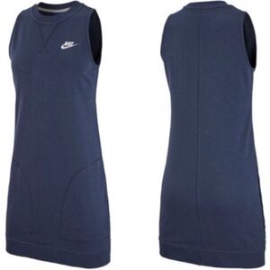 NWT NIKE Women’s Large Sleeveless Blue Sweatshirt Dress POCKETS Casual Sporty